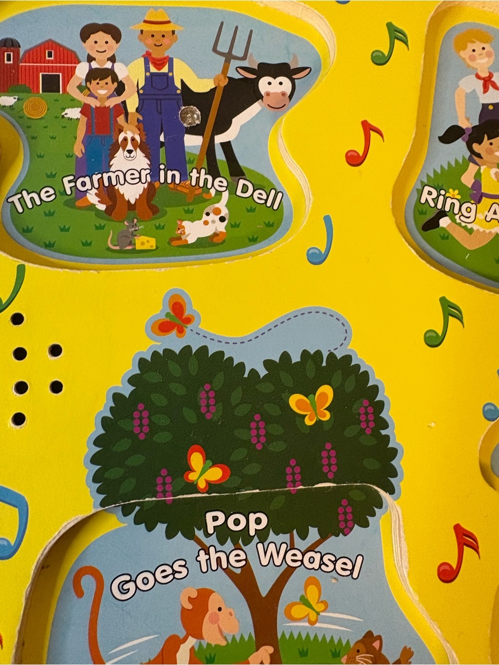 Melissa & Doug Yellow Farm & Nature Wooden Peg Nursery Rhymes Sound Puzzle - Picture 5 of 6